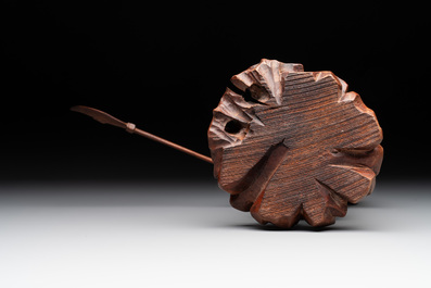 A diverse group of six Chinese lacquered wood and wooden sculptures, 19/20th C.