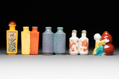 A collection of ten Chinese snuff bottles, various marks, 19/20th C.