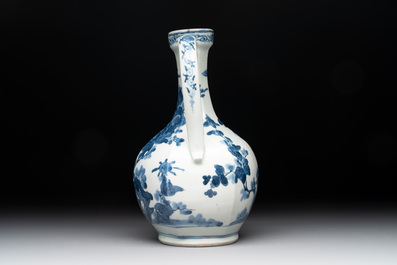 A Japanese Arita blue and white jar, a dish and a ewer, Edo, 17/18th C.