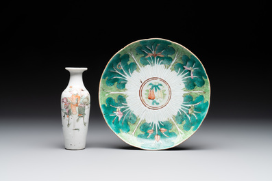 A collection of eight Chinese famille rose wares, 19th C.