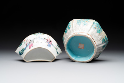 A collection of eight Chinese famille rose wares, 19th C.