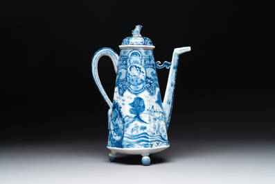 A rare Chinese blue and white 'Europa and the bull' coffeepot and cover, Kangxi