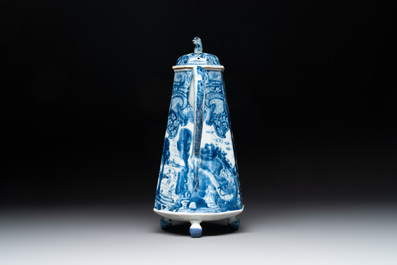 A rare Chinese blue and white 'Europa and the bull' coffeepot and cover, Kangxi