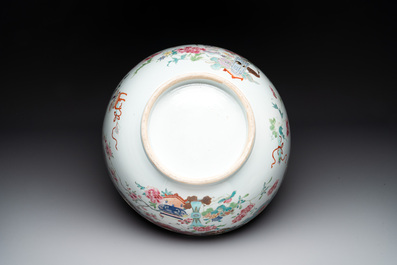 A Chinese famille rose 'antiquities' punch bowl, Qianlong