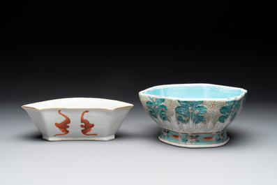 A collection of eight Chinese famille rose wares, 19th C.