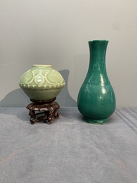 Four Chinese monochrome wares, Yongzheng mark, 19/20th C.