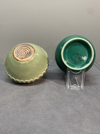 Four Chinese monochrome wares, Yongzheng mark, 19/20th C.