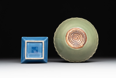 Four Chinese monochrome wares, Yongzheng mark, 19/20th C.