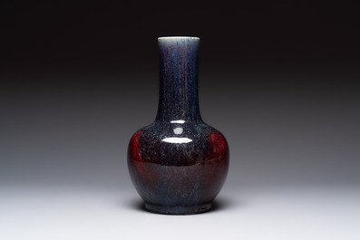 A Chinese flamb&eacute;-glazed bottle vase, 19th C.