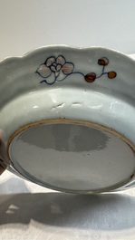 Three Chinese famille rose 'tobacco leaf' plates, Qianlong