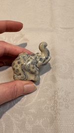 An Annamese or Vietnamese blue and white elephant-form water dropper, 15/16th C.