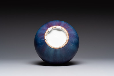 A Chinese flamb&eacute;-glazed bottle vase, 19th C.