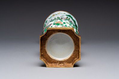 A Chinese famille verte gilt-bronze-mounted 'yenyen' vase with pheasants among flowering branches, Kangxi
