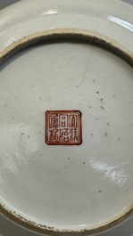 A pair of Chinese famille rose 'Wu Shuang Pu' plates, 19th C.