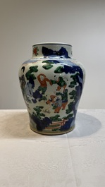 A Chinese wucai vase with court ladies and playing boys, Transitional period