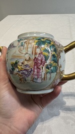 A Chinese Canton famille rose 'mandarin subject' teapot, Qianlong