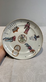 A pair of Chinese famille rose 'Wu Shuang Pu' plates, 19th C.
