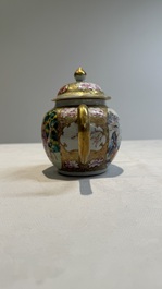 A Chinese Canton famille rose 'mandarin subject' teapot, Qianlong