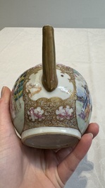 A Chinese Canton famille rose 'mandarin subject' teapot, Qianlong