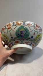 A Chinese famille rose Baragon Tuned bowl, Qianlong mark, 19th C.