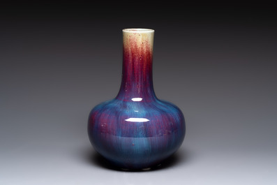 A Chinese flamb&eacute;-glazed bottle vase, 19th C.