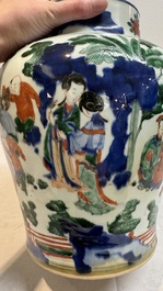 A Chinese wucai vase with court ladies and playing boys, Transitional period