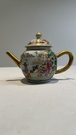 A Chinese Canton famille rose 'mandarin subject' teapot, Qianlong