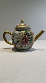A Chinese Canton famille rose 'mandarin subject' teapot, Qianlong