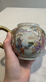 A Chinese Canton famille rose 'mandarin subject' teapot, Qianlong