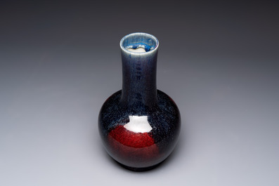 A Chinese flamb&eacute;-glazed bottle vase, 19th C.