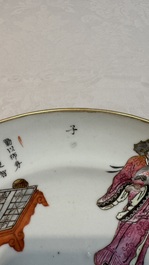 A pair of Chinese famille rose 'Wu Shuang Pu' plates, 19th C.