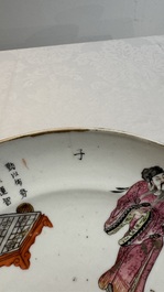 A pair of Chinese famille rose 'Wu Shuang Pu' plates, 19th C.