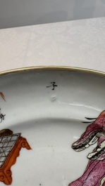 A pair of Chinese famille rose 'Wu Shuang Pu' plates, 19th C.