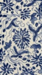 Two Chinese blue and white 'reticulated border' plates, Kangxi