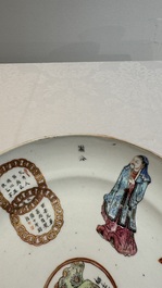 A pair of Chinese famille rose 'Wu Shuang Pu' plates, 19th C.