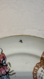 A pair of Chinese famille rose 'Wu Shuang Pu' plates, 19th C.