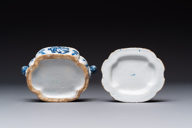 A collection of eight polychrome, blue and white Dutch Delftwares, 18/19th C.