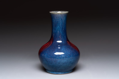 A Chinese flamb&eacute;-glazed bottle vase, 19th C.