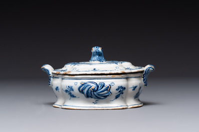 A collection of eight polychrome, blue and white Dutch Delftwares, 18/19th C.