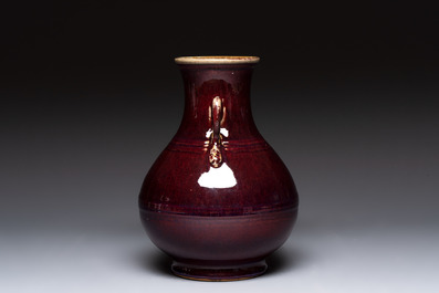A Chinese flamb&eacute;-glazed 'hu' vase, Qianlong mark, 20th C.