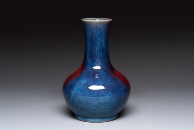 A Chinese flamb&eacute;-glazed bottle vase, 19th C.