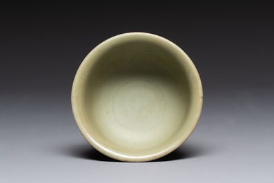 A Chinese Longquan celadon stem cup, Yuan/Ming