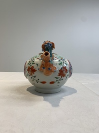 A rare Chinese famille rose double-walled 'Buddhist lions' teapot and cover, Qianlong