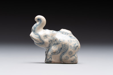 An Annamese or Vietnamese blue and white elephant-form water dropper, 15/16th C.