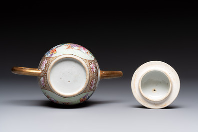 A Chinese Canton famille rose 'mandarin subject' teapot, Qianlong