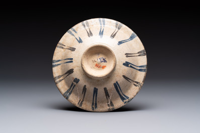 Three polychrome Kashan bowls, Persia, 13/15th C.