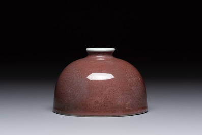 A fine Chinese peachbloom-glazed waterpot or taibaizun, Kangxi mark and of the period