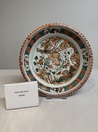 A Chinese famille verte 'phoenixes' dish, Kangxi