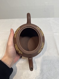 A large Chinese Yixing stoneware teapot and cover, Kangxi
