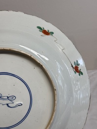 A Chinese famille verte 'river landscape' dish, lozenge mark, Kangxi